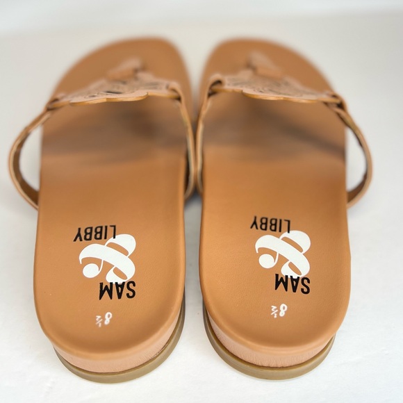 Women's SAM & LIBBY Caramel Brown Alexandra Thong Footbed Sandal Size 8.5 LN! - Picture 5 of 11